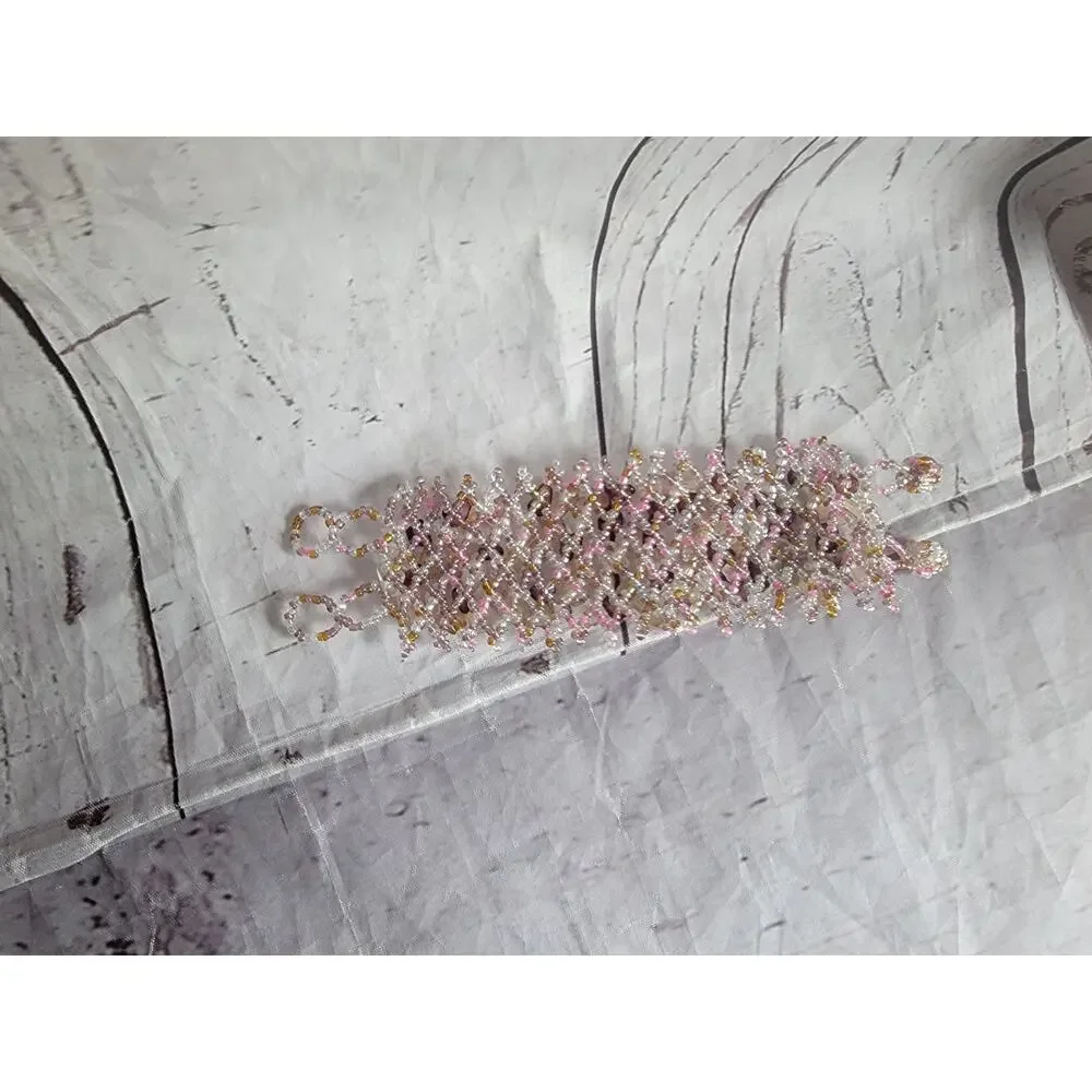multi-colored beaded bracelet blend of pink purple Clear Yellow Beads